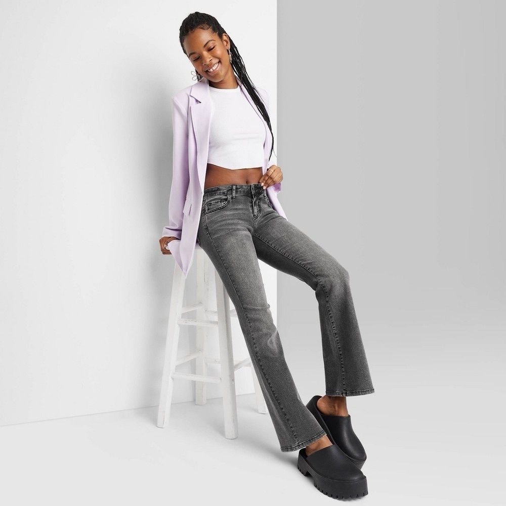 Women's Low-Rise Flare Jeans - Wild Fable™ Black Wash 8